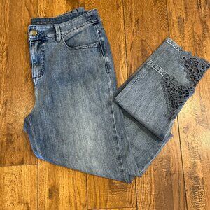 Soft Surroundings Touch of Lace Crochet Jeans Size 10